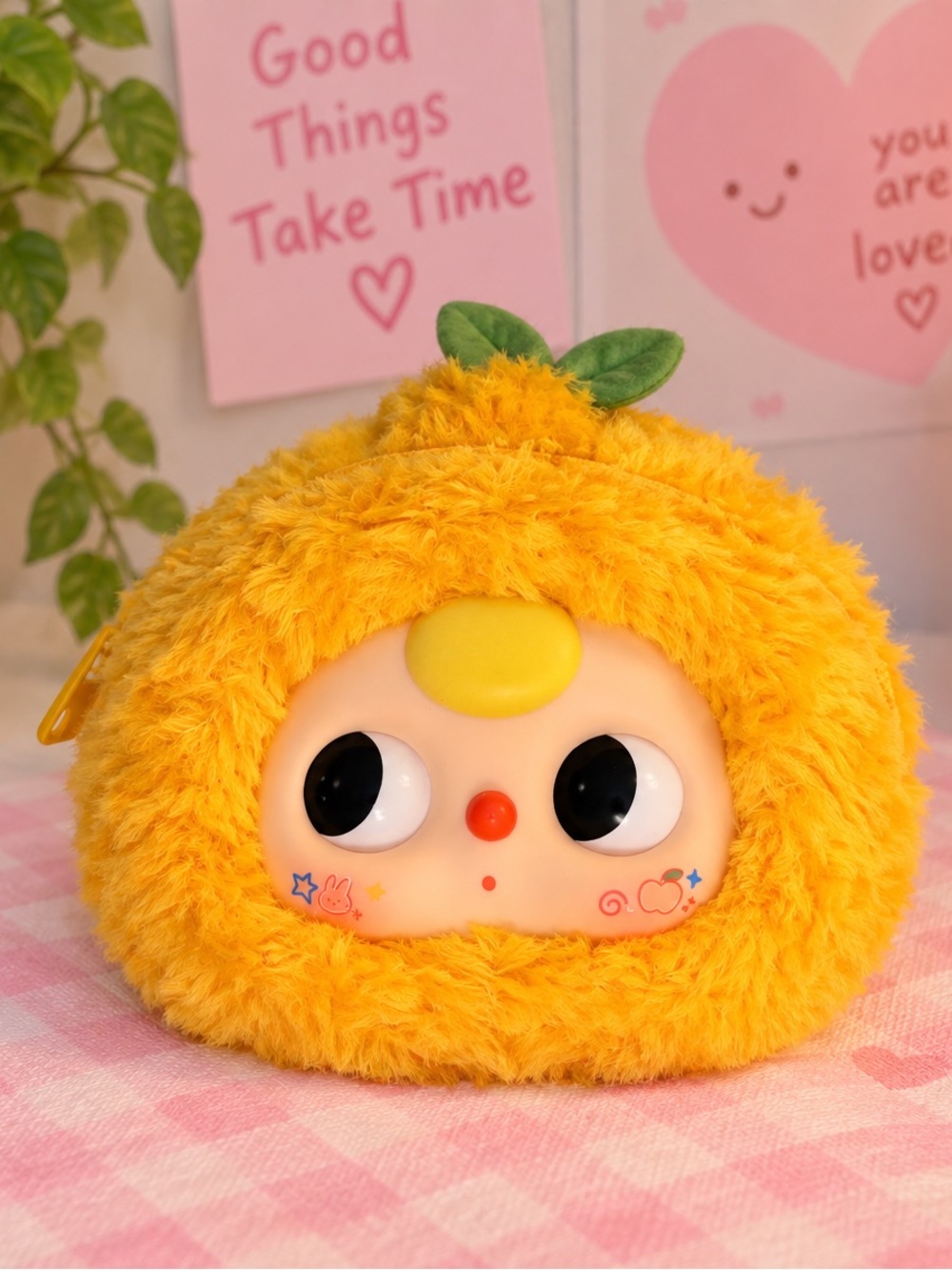 Baby three BB3 Yellow Plush - Soft Fuzzy Cheeky Face